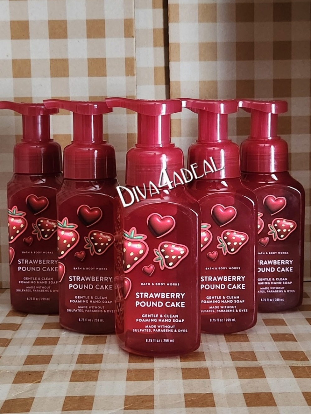 5X Bath & Body Works STRAWBERRY POUND CAKE 8.75 FL OZ Hand Soap Bundle